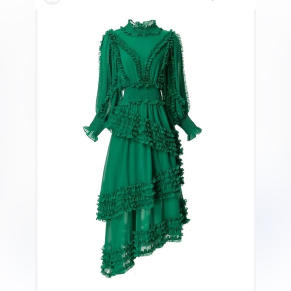 Casual Dresses Women Long Sleeve Tierred Ruffle Stand Collar Dress - Picture 1 of 10